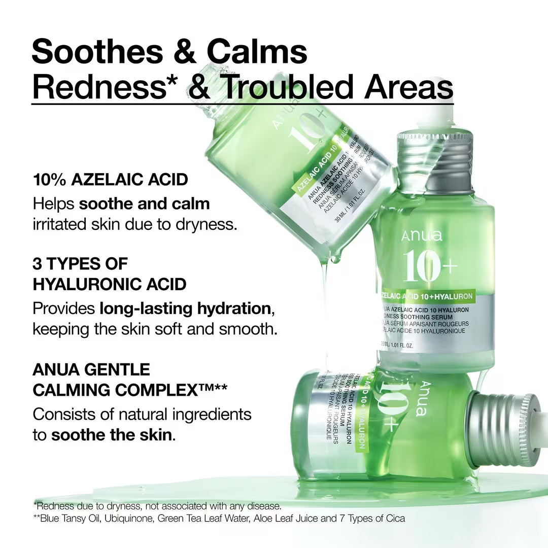 ANUA Azelaic Acid 10+ Hyaluron Redness Soothing Serum Rose Cosmetics